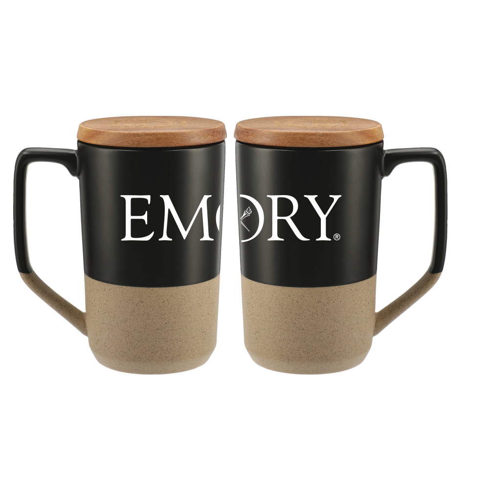 Tahoe Tea & Coffee Ceramic Mug with Wood Lid 16oz